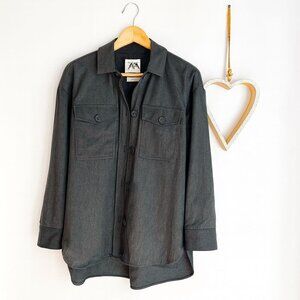 Zara Women's Button Down Shacket Shirt Jacket Relaxed Fit XTRA SMALL XS in Gray